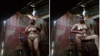 Horny village tamil wife nude bath clip